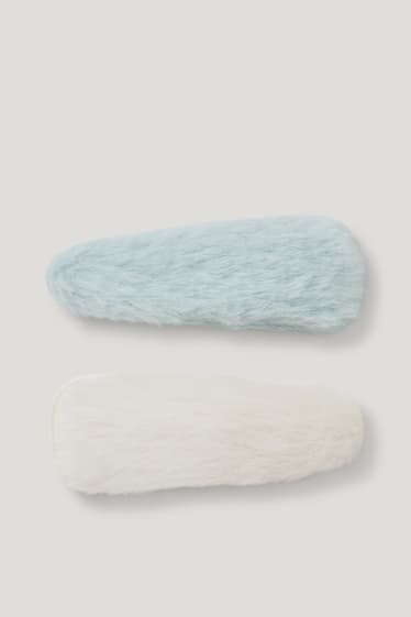 Damen - Multipack 2er - Kunstfell-Haarspange - mintgrün