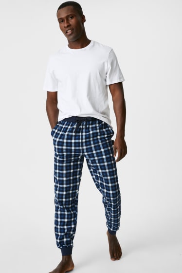 Home - Pantalons de pijama - de quadres - blau fosc