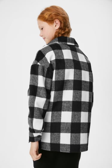 Kids Girls - Overshirt - geruit - crème wit