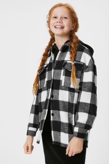 Kids Girls - Overshirt - geruit - crème wit
