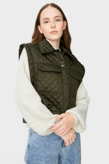 Online exclusive - CLOCKHOUSE - quilted gilet - dark green