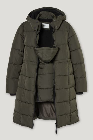 Damen - Umstands-Jacke mit Kapuze und Baby-Einsatz - dunkelgrün