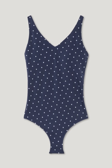 Damen - Prothesen-Badeanzug ohne Bügel - gepunktet - dunkelblau