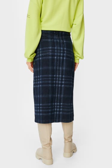 Damen - Jeansrock - kariert - blau  / dunkelblau