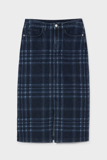 Damen - Jeansrock - kariert - blau  / dunkelblau