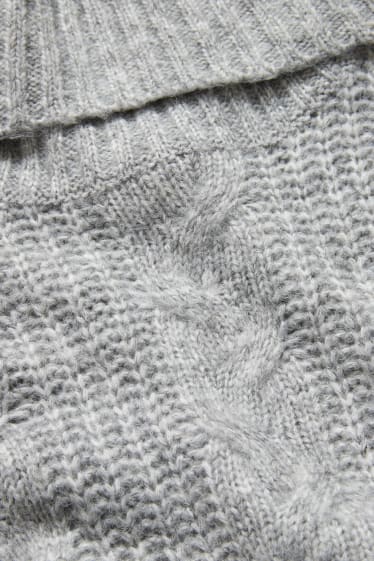 Damen - Rollkragenpullover - recycelt - grau-melange