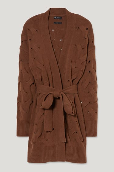 Damen - Strickjacke mit Kaschmir - italienisches Garn - dunkelbraun