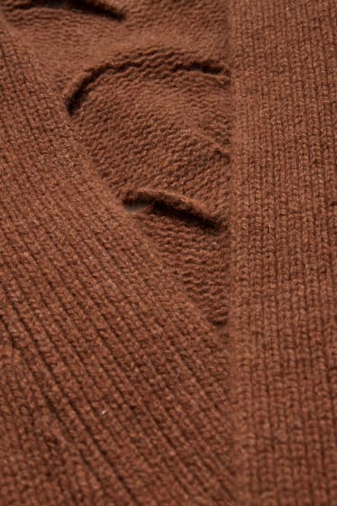 Damen - Strickjacke mit Kaschmir - italienisches Garn - dunkelbraun