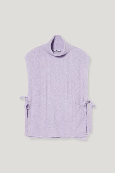 Damen - Strickweste mit Bindebändern - hellviolett