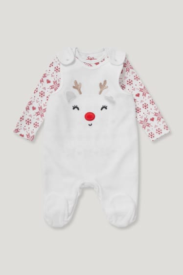 Baby Girls - Weihnachts-Strampler-Set - 2 teilig - weiß