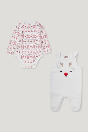 Baby Girls - Weihnachts-Strampler-Set - 2 teilig - weiß