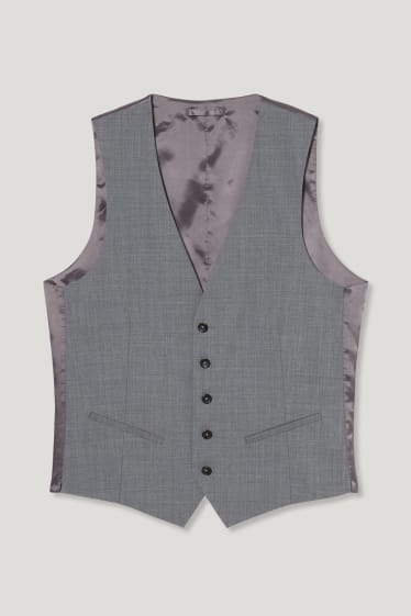 Pánské - Oblekové vesta - slim fit - Flex - směs střižné vlny - LYCRA® - šedá-žíhaná