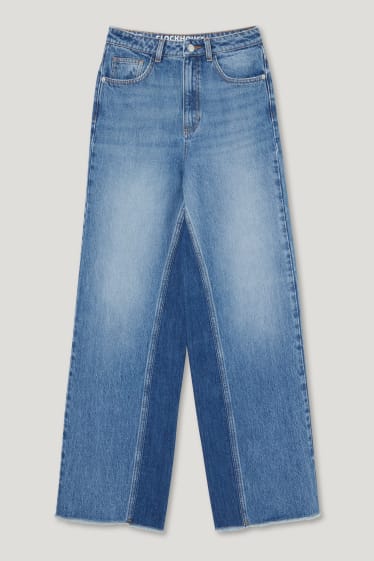 Exclusivo online - CLOCKHOUSE - wide leg jeans - high waist - vaqueros - azul