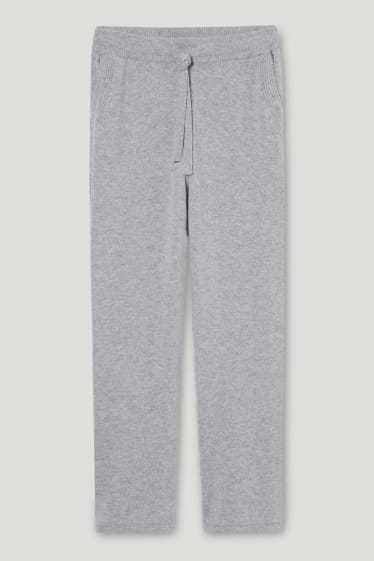 Women - Cashmere trousers - straight fit - gray-melange