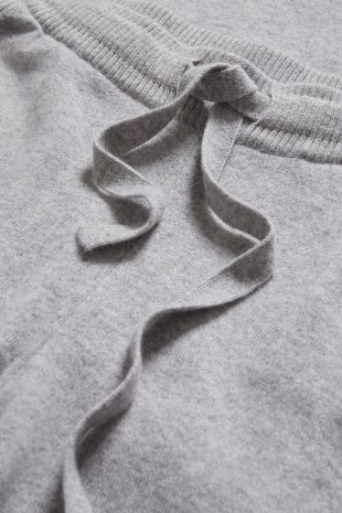 Women - Cashmere trousers - straight fit - gray-melange
