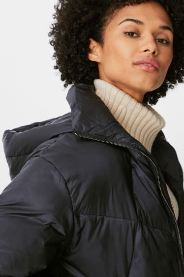 Femmes - Manteau matelassé à capuche - noir