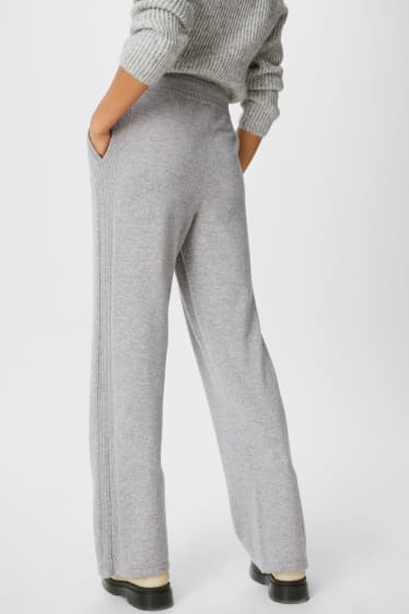 Women - Cashmere trousers - straight fit - gray-melange