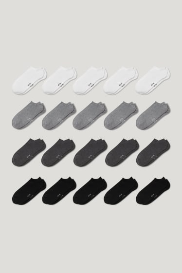 Heren - Set van 20 - sneakersokken - biokatoen - zwart
