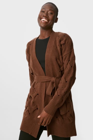 Damen - Strickjacke mit Kaschmir - italienisches Garn - dunkelbraun