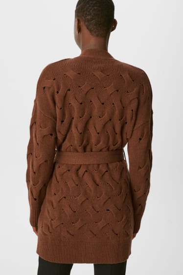 Damen - Strickjacke mit Kaschmir - italienisches Garn - dunkelbraun