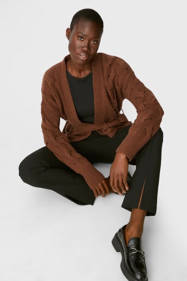 Damen - Strickjacke mit Kaschmir - italienisches Garn - dunkelbraun