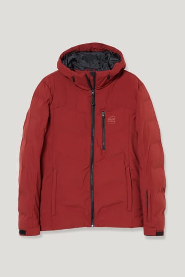 Hommes - Veste de ski à capuche - rouge foncé