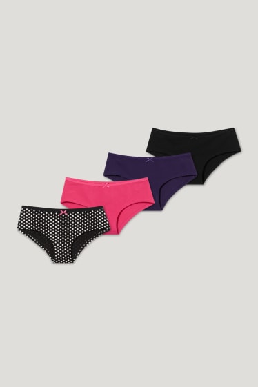 Damen - Multipack 4er - Hipster - schwarz