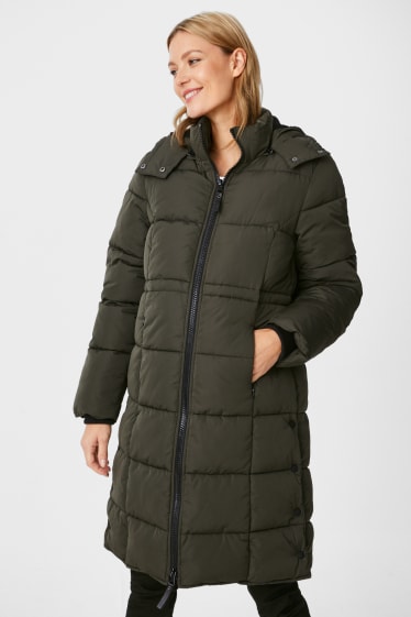 Damen - Umstands-Jacke mit Kapuze und Baby-Einsatz - dunkelgrün