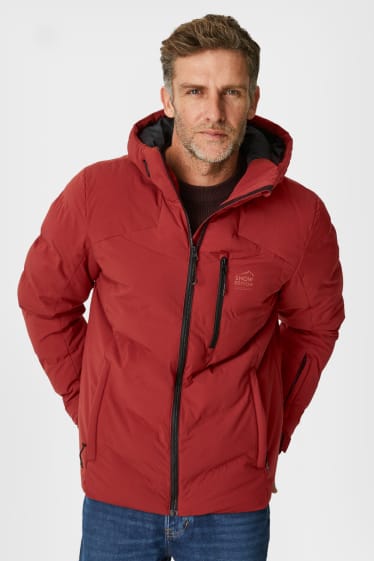 Hommes - Veste de ski à capuche - rouge foncé