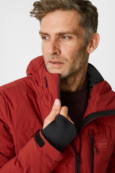 Hommes - Veste de ski à capuche - rouge foncé