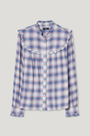 Donna - Blusa - a quadretti - blu