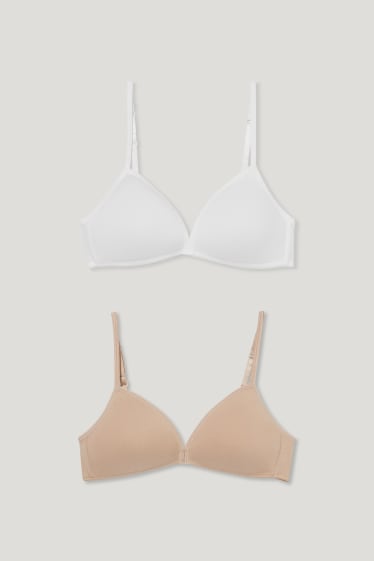 Filles - Lot de 2 - soutien-gorge sans armatures - ampliforme - beige