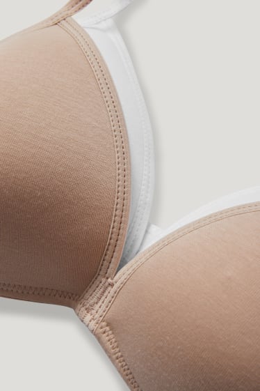 Filles - Lot de 2 - soutien-gorge sans armatures - ampliforme - beige