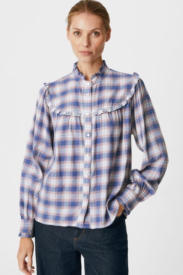 Donna - Blusa - a quadretti - blu