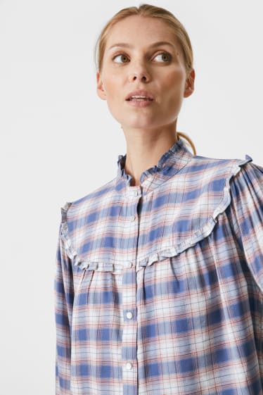 Donna - Blusa - a quadretti - blu