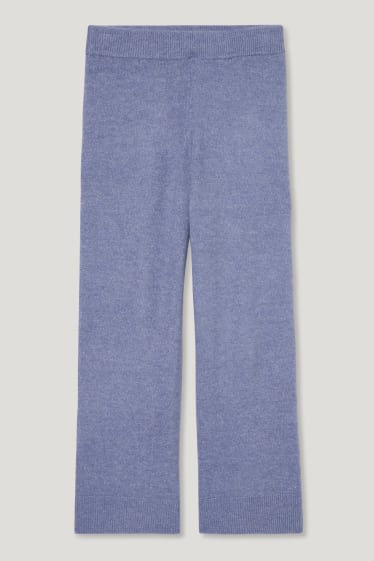 Damen - Basic-Strickhose - Relaxed Fit - blau-melange