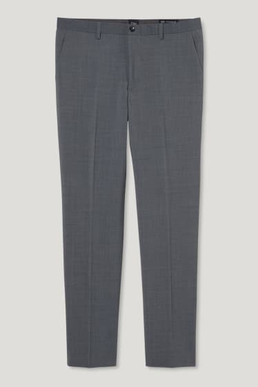 Mężczyźni - Spodnie modułowe - slim fit - Flex - miks z owczej wełny - LYCRA® - szary-melanż
