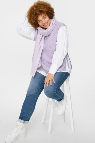 Damen - Strickweste mit Bindebändern - hellviolett