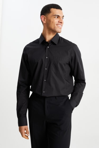 Uomo - Camicia business - regular fit - maniche ultralunghe - facile da stirare - nero
