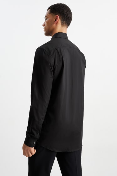 Uomo - Camicia business - regular fit - maniche ultralunghe - facile da stirare - nero