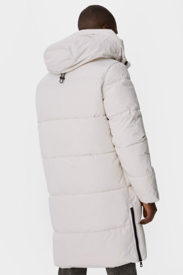 Men - Quilted coat with hood - white