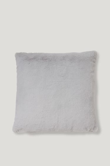 Femei - Pernă din blană artificială - 45 x 45 cm - gri deschis