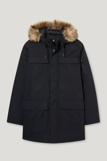 Exclusiv online - CLOCKHOUSE - parka cu glugă și aplicații din blană artificială - negru