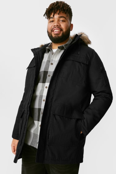 Exclusiv online - CLOCKHOUSE - parka cu glugă și aplicații din blană artificială - negru
