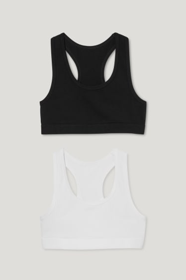 Filles - Lot de 2 - brassières - blanc / noir