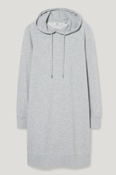 Femmes - Robe droite à capuche - gris clair chiné