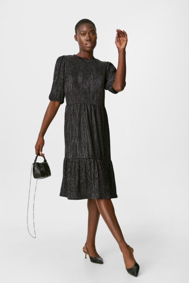 Femmes - Robe fit & flare - effet brillant - noir