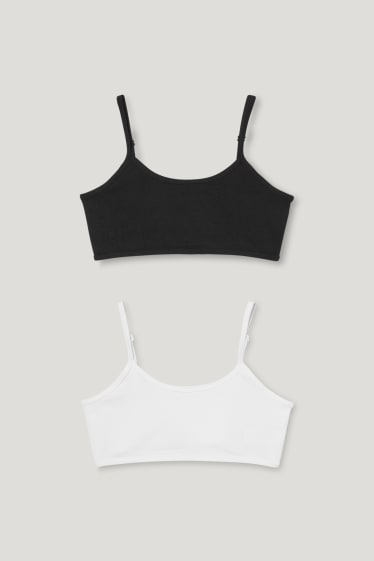 Filles - Lot de 2 - brassières - noir / blanc