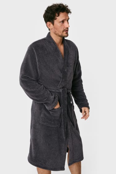 Men - Bathrobe - gray-melange