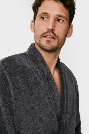 Men - Bathrobe - gray-melange